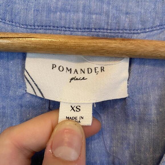 POMANDER PLACE Kenzo blue chambray long sleeve tiered dress - Picture 4 of 6